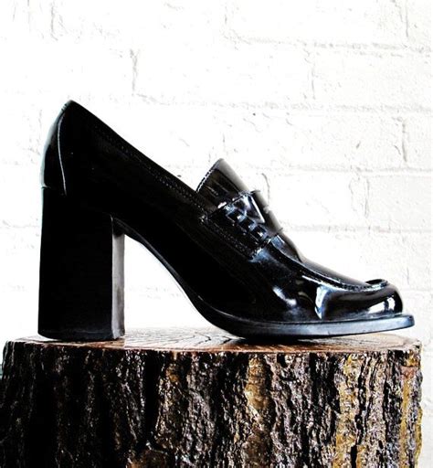 90's patent black house shoes with metal on tip|Patent Leather 1990s Vintage Shoes for Women .